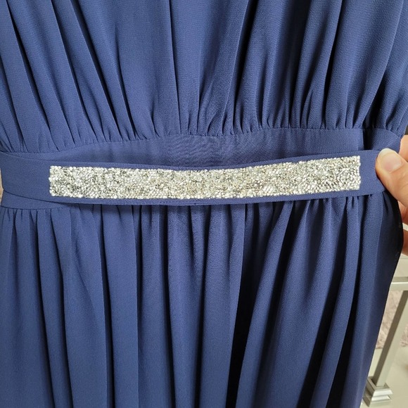 Express Navy Blue Twist Strap Flowy Maxi Dress - Picture 6 of 12